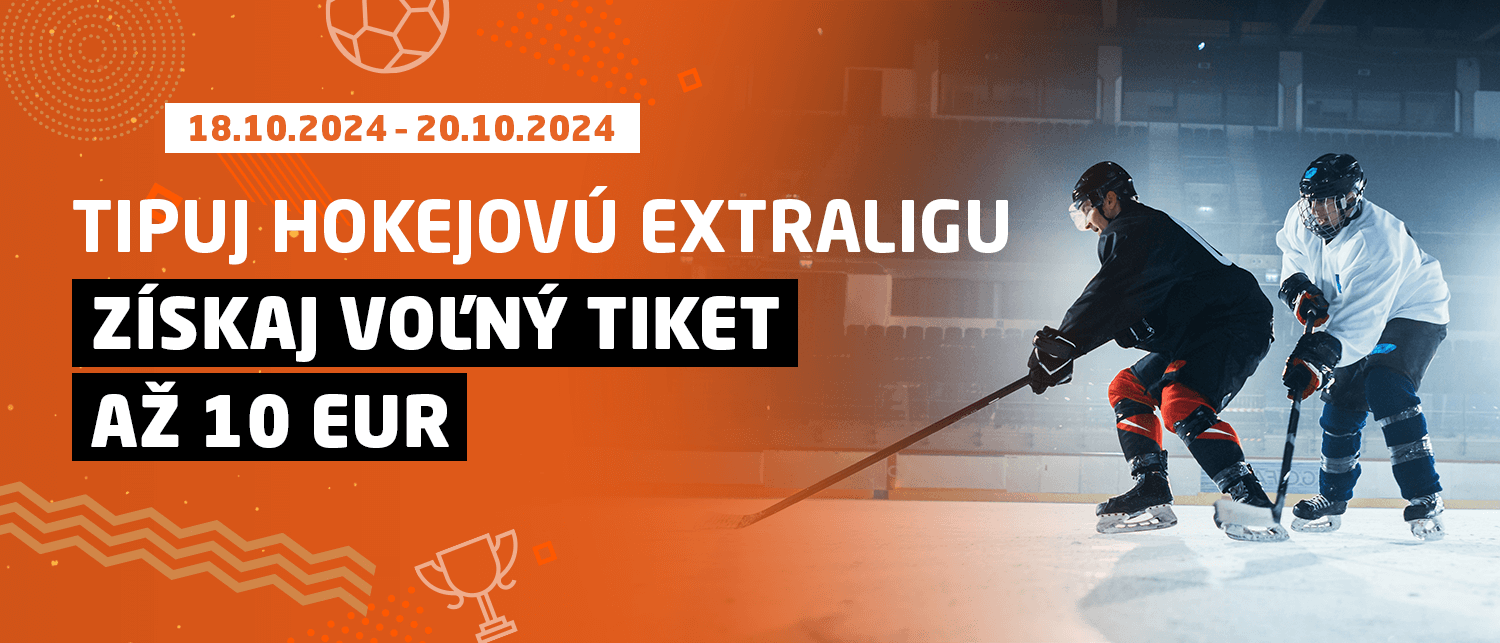 Tipuj hokejovú extraligu a získaj Voľný tiket až 10 EUR