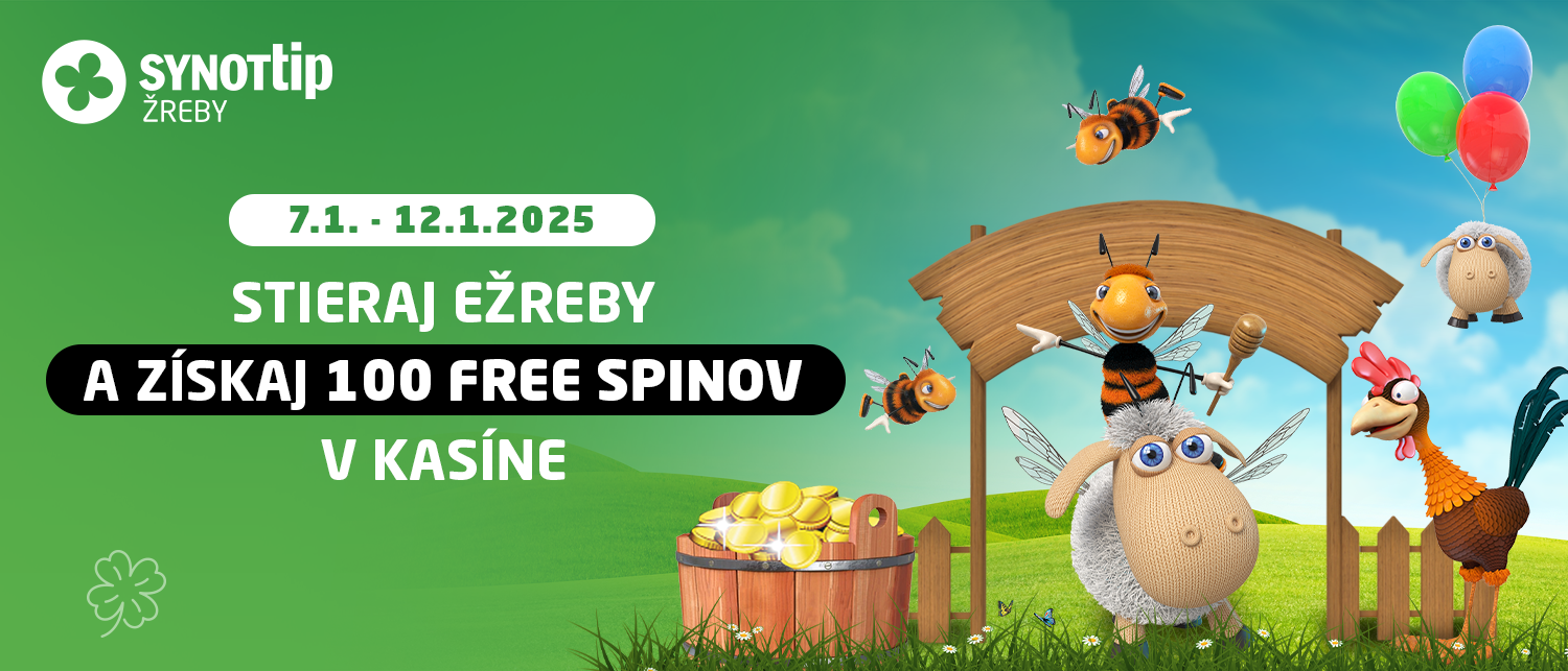 Stieraj ežreby a získaj 100 free spinov 07.01. - 12.01.2025 